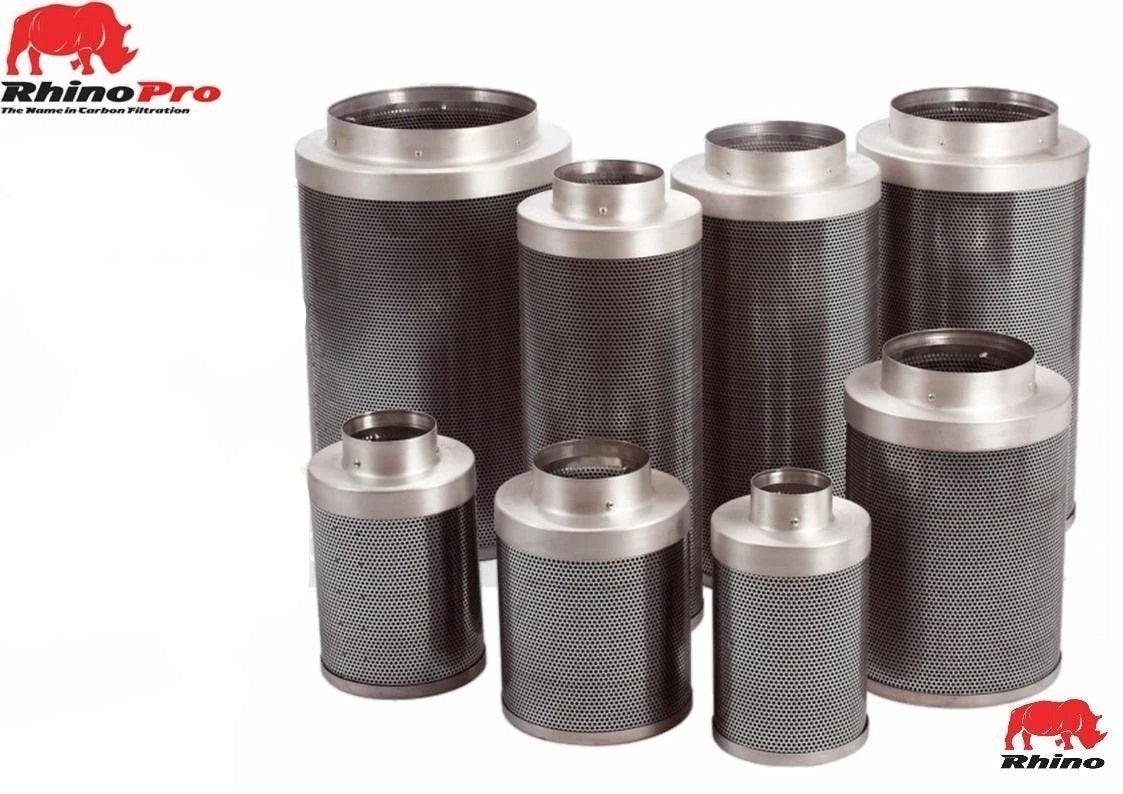 Rhino Pro Hobby Carbon Air Fan Filter Hydroponics Grow Odour 4" 5" 6" 8" 10" 12"