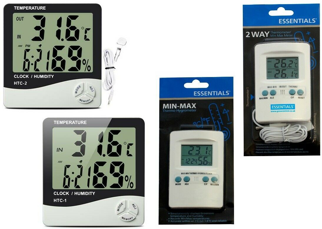 Min Max Hydro or Temperature meter Hydroponic Grow Media Tent Humidity Sensor