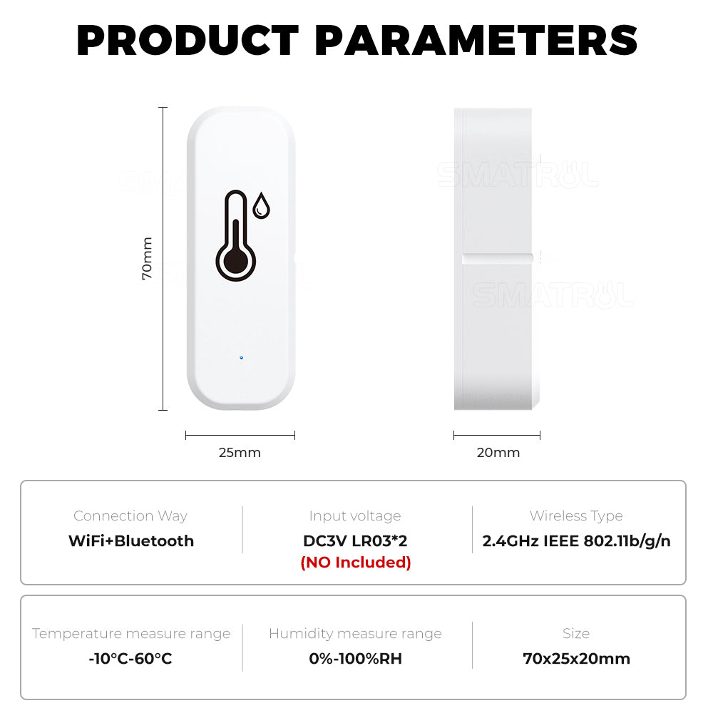 Wifi Temperature & Humidity Sensor SMARTLIFE APP