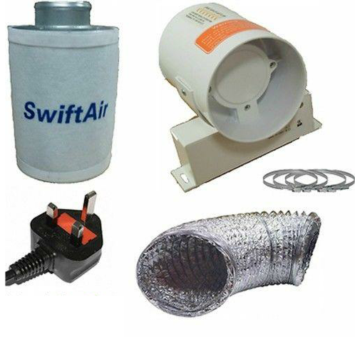 4" 5" 6" Carbon Filter InLine Fan Duct Kit