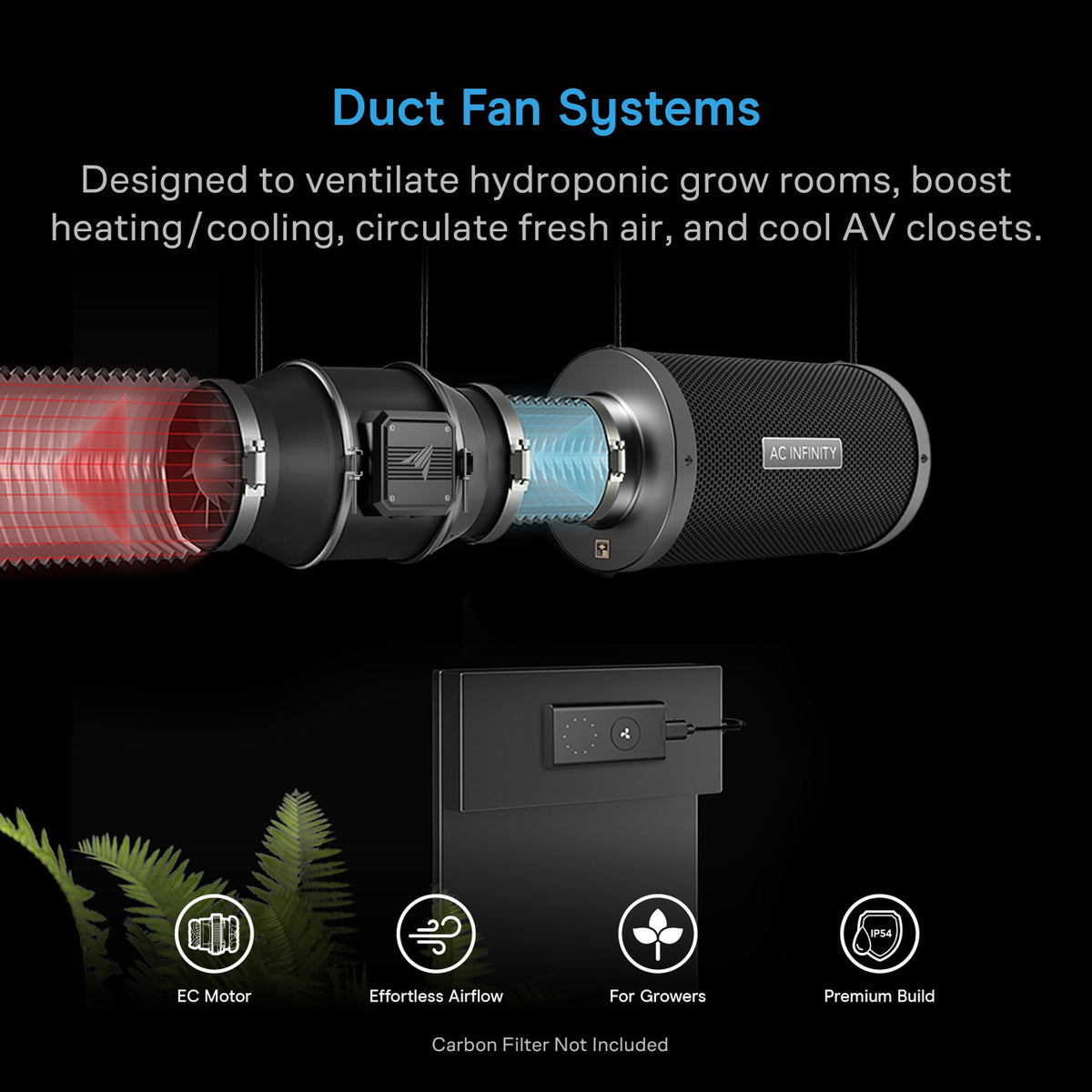 AC Infinity Cloudline PRO S Series Inline Fan with Speed Controller