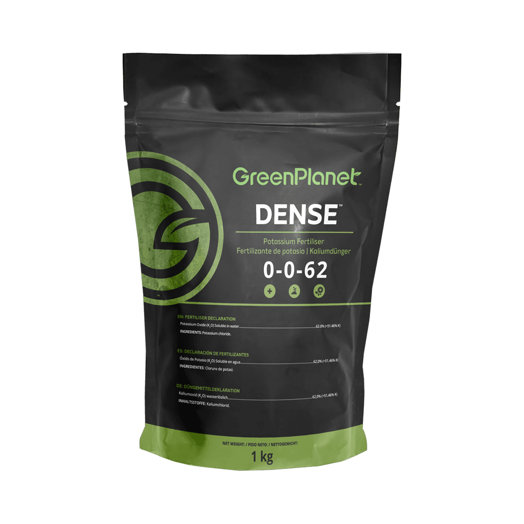GreenPlanet Dense fertilizer package on a dark background