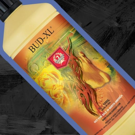 House & Garden Bud XL label close-up