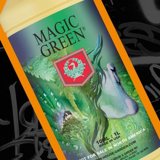 House & Garden Magic Green foliar spray label close-up