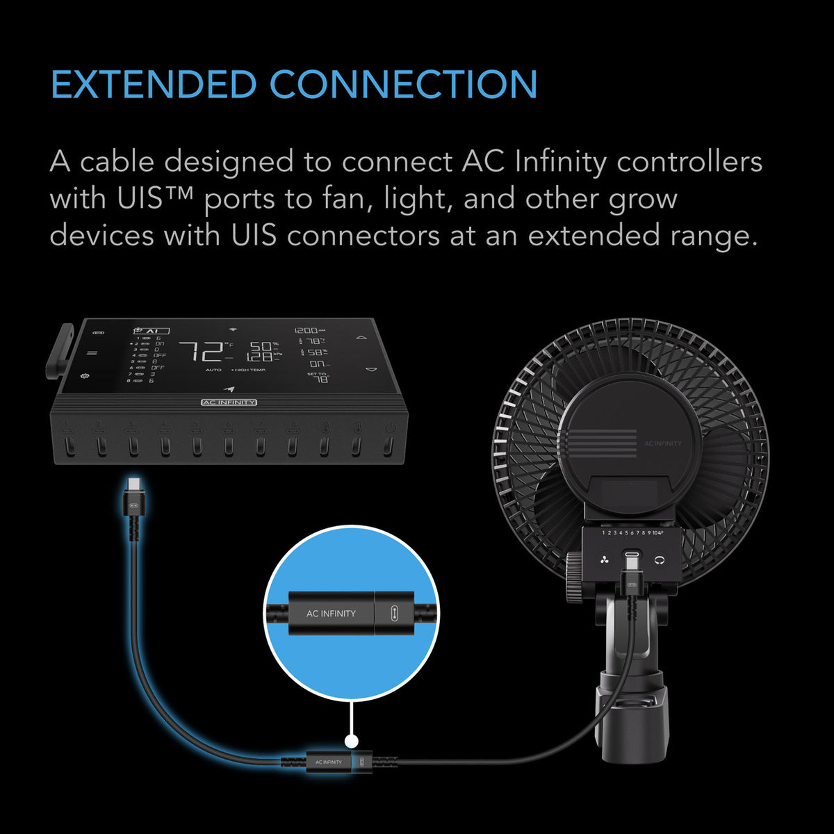 AC Infinity UIS Female to Male Extension Cable (10 ft)