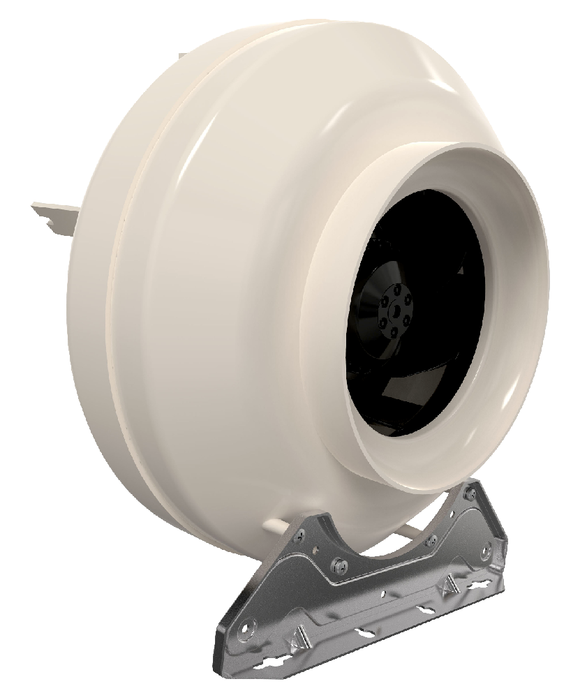 Systemair RVK inline duct fan with mounting bracket