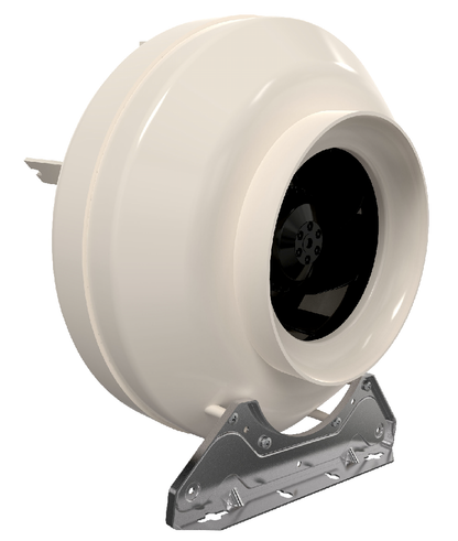 Systemair RVK inline duct fan with mounting bracket