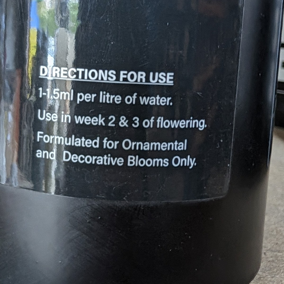 FM Flowering Additive back label and directions