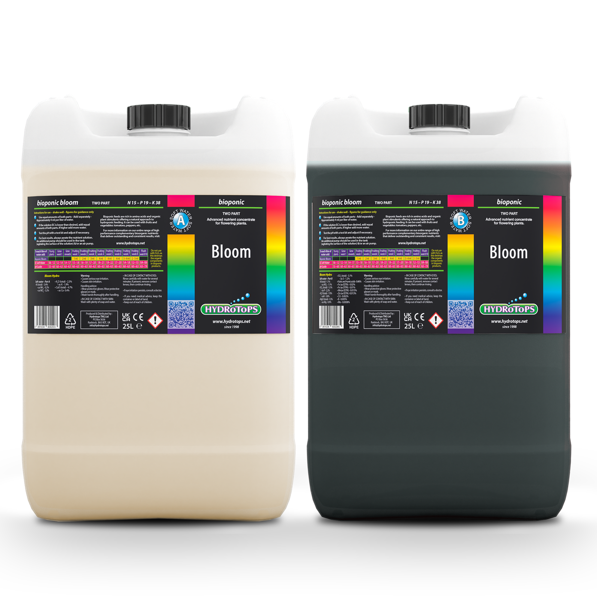 HydroTops biOpOnic Hydro Bloom Soft Water A&B 25 litre set