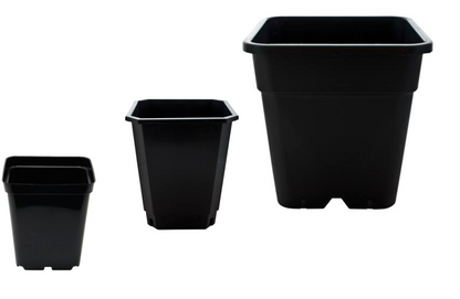Square Black Pots 0.7, 1.5, 2, 3, 5.7, 11, 12, 18, 25 L