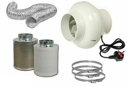 4" In Line Fan Carbon Filter & Duct Kit Hydroponic Grow Room Tent Ventilation
