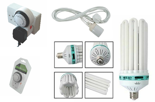125w 200w 300w CFL KIT Dual Light Bulb Red Blue Hydroponic Grow Tent Swiftair